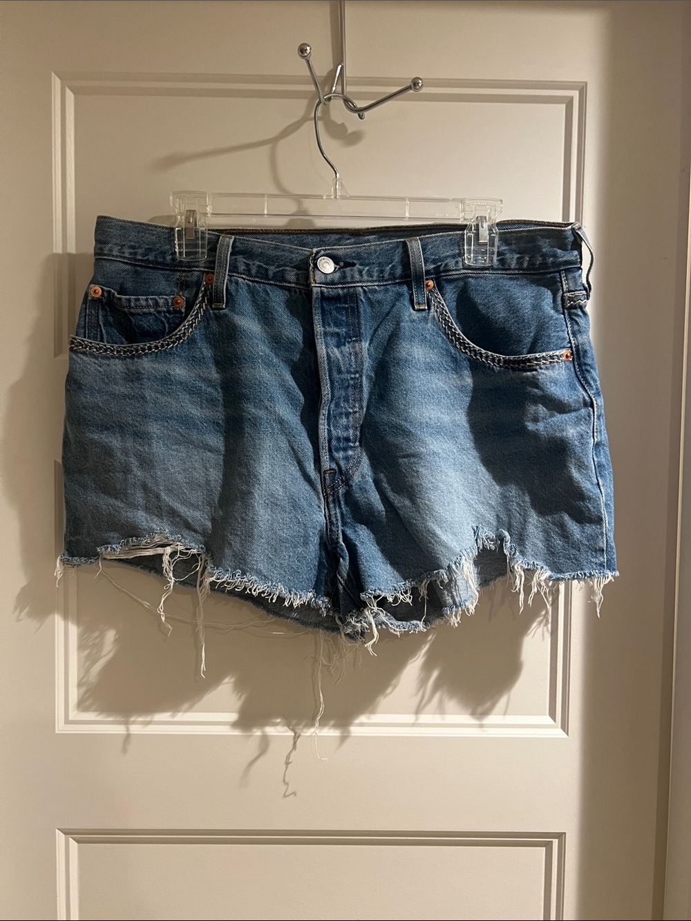 Levi's Light Blue Distressed Denim Cutoff Shorts